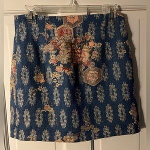 Zara Woman Blue/White and Floral Textured Mini Skirt Women’s Size Medium